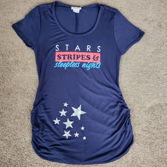Blue "Stars, Stripes and Sleepless Nights" Top, Women's Small (Maternity) - Picture 2 of 8